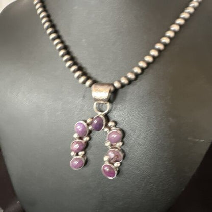 Navajo Horseshoe Naja Purple Sugilite Pendant Necklace | Sterling Silver | Authentic Native American Handmade | 15750