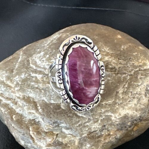 Navajo Purple Spiny Oyster Ring | Sterling Silver | Sz 10.5 | Authentic Native American Handmade | 16478