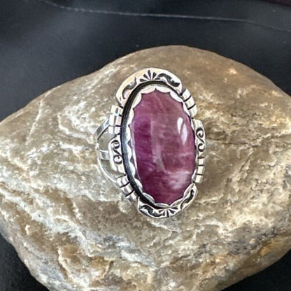 Navajo Purple Spiny Oyster Ring | Sterling Silver | Sz 10.5 | Authentic Native American Handmade | 16478