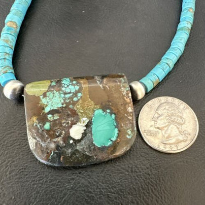 Navajo SpiderWeb Turquoise Heishi Pearls Necklace | Sterling Silver | 20" | Authentic Native American Handmade | 17035