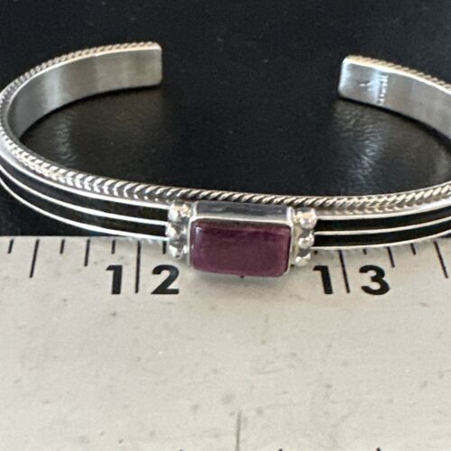 Navajo Purple Spiny Oyster Cuff Bracelet | Sterling Silver | Authentic Native American Handmade | 15159