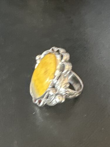 Navajo Yellow Bumble Bee Jasper Ring | Sterling Silver | Sz 9 | Authentic Native American Handmade | 14943