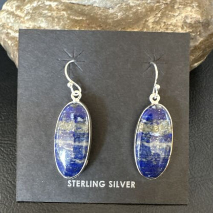 Blue Denim Lapis Dangle Earrings | Sterling Silver | 1" | 15803