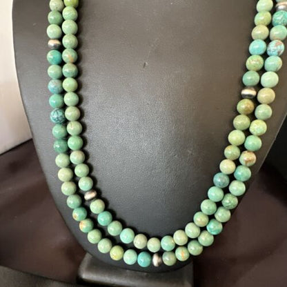 Royston Green Turquoise Necklace | Southwestern Sterling Silver | 22" | 17536