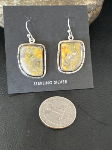 Navajo Bumblebee Jasper Earrings | Sterling Silver | Authentic Native American Handmade | 15835