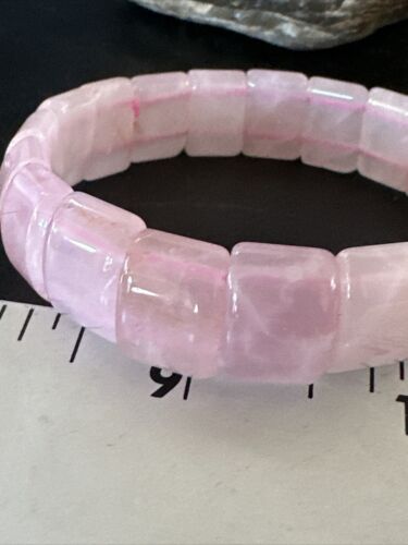 Navajo Pink Mother of Pearl Ring Stretch Bracelet | Handmade Native American Jewelry | Sz 7.5 | 16435
