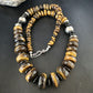 Navajo Coffee Tiger's Eye & Black Onyx Necklace | Sterling Silver Navajo Pearls | 22" | Authentic Native American | 15228