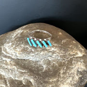 Zuni Blue Turquoise Needle Point Ring | Authentic Native American Sterling Silver | Multi-Stone | Sz 7.5 | 15399