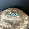 Zuni Blue Turquoise Needle Point Ring | Authentic Native American Sterling Silver | Multi-Stone | Sz 8 | 15398