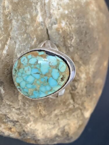 Men's Navajo Blue Spiderweb Turquoise Ring | Sterling Silver | Sz 10 | Authentic Native American Handmade | 12545