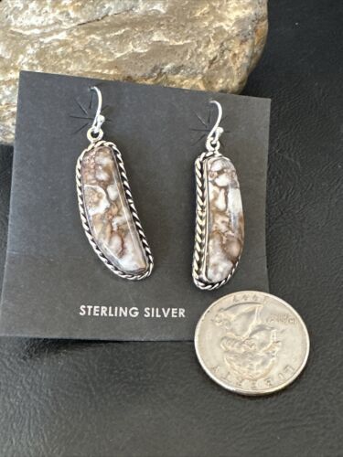Navajo Wild Horse Turquoise Dangle Earrings | Sterling Silver | Authentic Native American Handmade | 16517