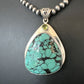 Men's Navajo Blue Spiderweb Turquoise Pendant Necklace | Sterling Silver | Authentic Native American Handmade | 16202