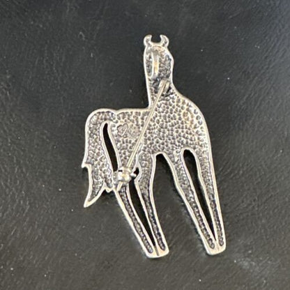 Navajo Horse Pendant Necklace | Sterling Silver | 2.25" | Authentic Native American Handmade | 15172