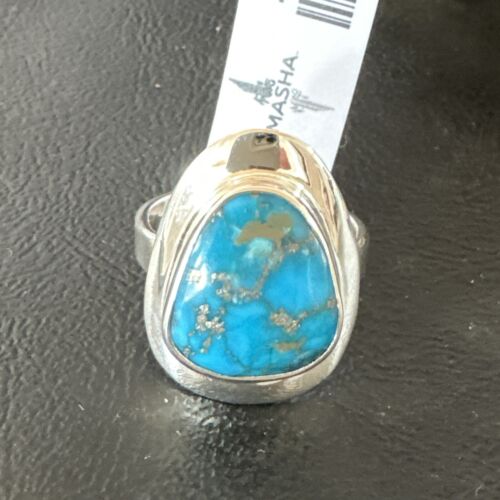 Navajo Blue Kingman Turquoise Ring | Sterling Silver | Sz 9 | Authentic Native American Handmade | 16587