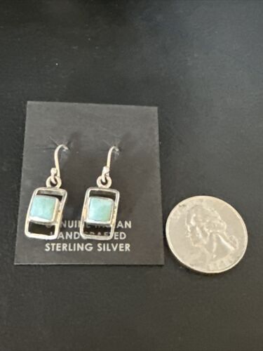 Navajo Blue Larimar Beads Dangle Earrings | Sterling Silver | Authentic Native American Handmade | 14928