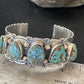 Navajo Blue #8 Turquoise Cuff Bracelet | Sterling Silver | 5 Stones | Authentic Native American Handmade | 1884