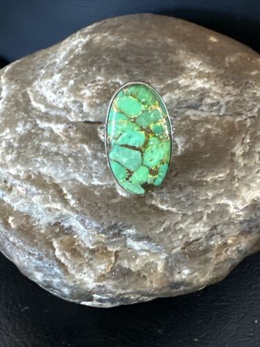 Navajo Green Mojave Turquoise Ring | Sterling Silver | Sz 6 | Authentic Native American Handmade | 15599