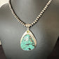 Men's Navajo Blue Spiderweb Turquoise Pendant Necklace | Sterling Silver | Authentic Native American Handmade | 16202