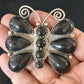 Navajo Black Onyx Butterfly Cluster Pin | Sterling Silver | Authentic Native American Handmade | 15168