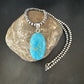 Blue Kingman Turquoise Pendant | Navajo Pearls | Sterling Silver Necklace 20" | 16991
