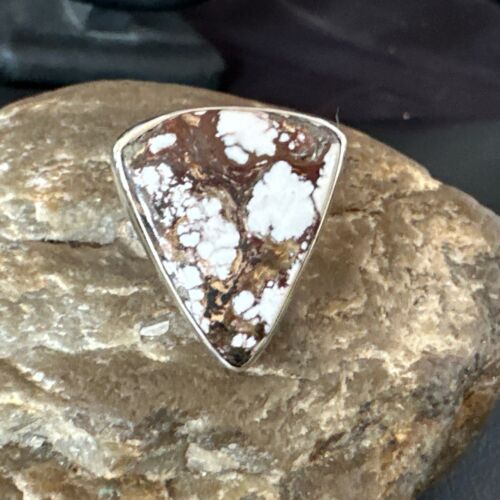 Men's & Women's Wild Horse Turquoise Ring | Navajo Sterling Silver | Sz 8 | 17352