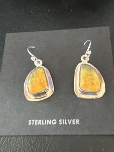 Navajo Bumblebee Jasper Earrings | Sterling Silver | Authentic Native American Handmade | 15831