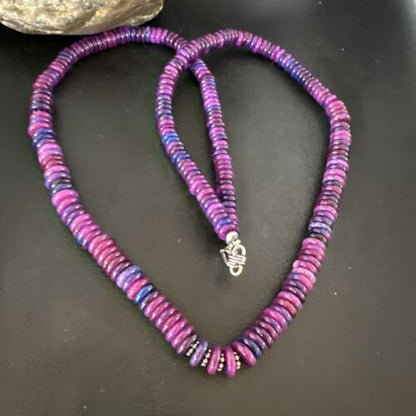 Navajo Pearls Purple Sugilite Pendant Necklace | Sterling Silver Beads | 29" | Authentic Native American Handmade | 16947