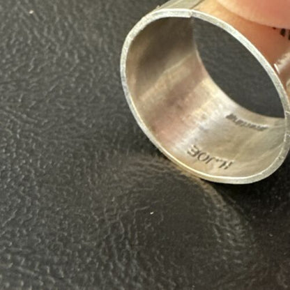 Navajo Stamped Wide Band Ring | Sterling Silver | Sz 7 | Authentic Native American Handmade | 14999 - Masha USA
