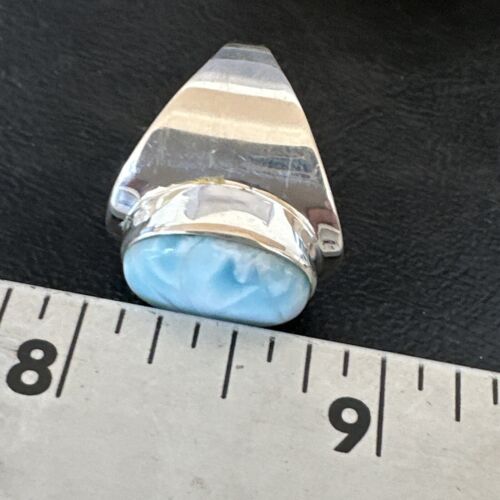 Navajo Blue Larimar Ring | Sterling Silver | Sz 9 | Authentic Native American Handmade | 16600