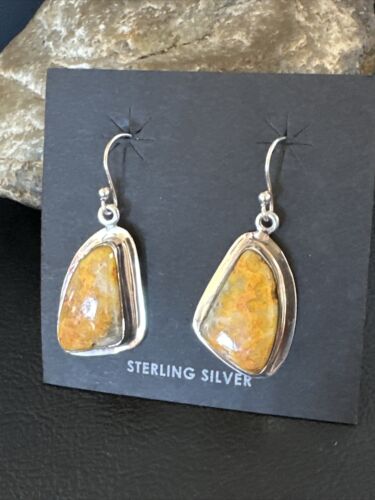 Navajo Bumblebee Jasper Earrings | Sterling Silver | Authentic Native American Handmade | 15823