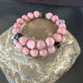 Navajo Pink Rhodochrosite Memory Wire Bracelet | Stainless Steel | Authentic Native American Handmade | 17623