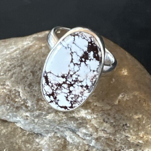 Men's and Women's Wild Horse Turquoise Ring | Navajo Sterling Silver | Sz 8 | 17360