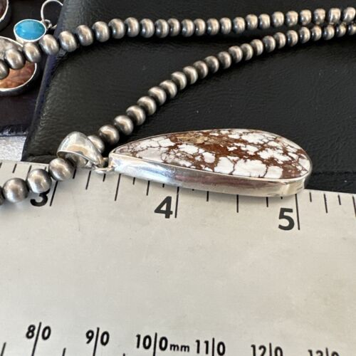 Wild Horse Blue Kingman Turquoise Necklace | Sterling Silver SW Pendant | Authentic Native American Handmade | 17322