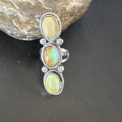 Navajo Green Royston Turquoise Multi-Stone Ring | Authentic Native American Sterling Silver | Sz 10 | 16720