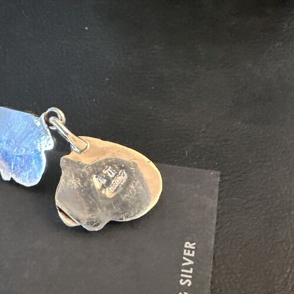 Navajo Green Royston Turquoise Dangle Earrings | Sterling Silver | Authentic Native American Handmade | 16838