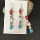 Navajo Coral Mother of Pearl Turquoise Earrings & Ring Set | Sterling Silver | Sz 7 | Authentic Native American Handmade | 15326