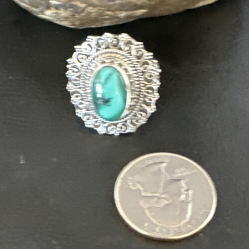 Navajo Green Turquoise Ring | Sterling Silver | Sz 11 | Authentic Native American Handmade | 15507