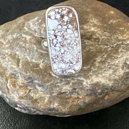 Navajo Wild Horse Turquoise Ring | Sterling Silver | Sz 7 Adjustable | Authentic Native American Handmade | 15544