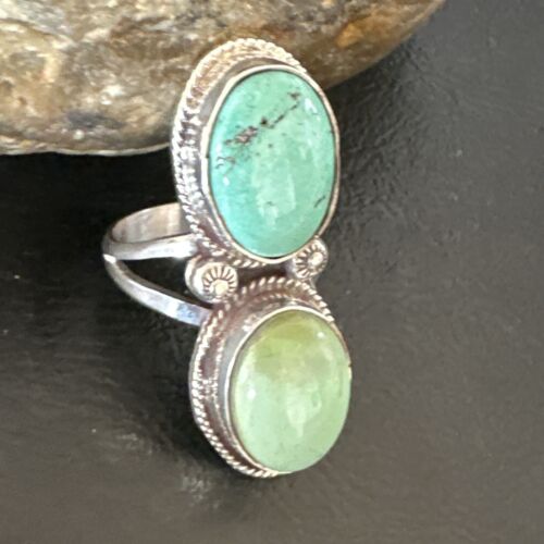 Navajo Blue Dry Creek Turquoise Multi-Stone Ring | Authentic Native American Sterling Silver | Sz 9.5 | 16738 - Masha USA
