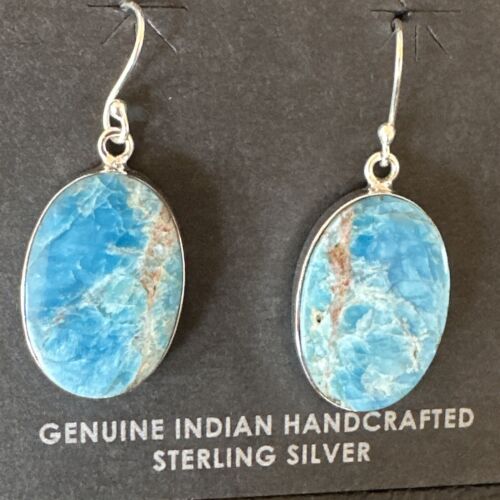 Blue Denim Lapis Dangle Earrings | Sterling Silver | 1" | 15798