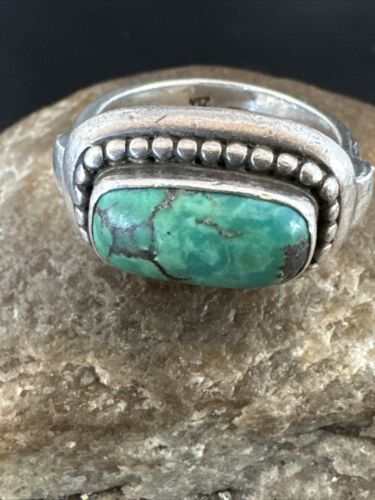 Native American Navajo Green Turquoise Ring | Sterling Silver | Sz 6 | 15920