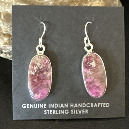Purple Mojave Turquoise Dangle Earrings | Sterling Silver | Authentic Native American Handmade | 15781