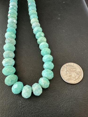 Navajo Sterling Silver Amazonite Bead Necklace | 12mm | 18" | Authentic Native American Handmade | 17302