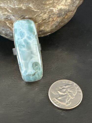 Navajo Blue Larimar Ring | Sterling Silver | Sz 10 | Authentic Native American Handmade | 17586
