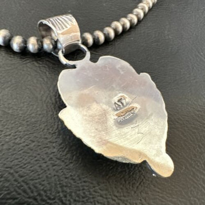 Navajo Spiny Oyster Heart | Turquoise Pendant Necklace | Sterling Silver | Authentic Native American Handmade | 16457
