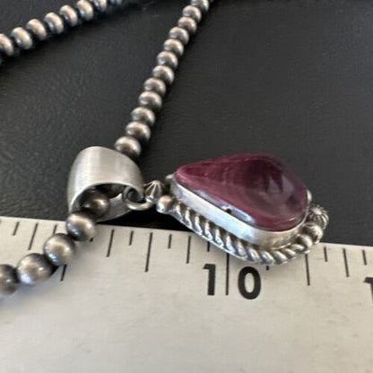 Navajo Purple Spiny Oyster Pendant with Pearls | Sterling Silver Necklace | Authentic Native American Handmade | 16058 - Masha USA