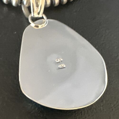 Men's Blue Spiderweb Turquoise Pendant Necklace | Navajo Sterling Silver | Authentic Native American Handmade | 14972
