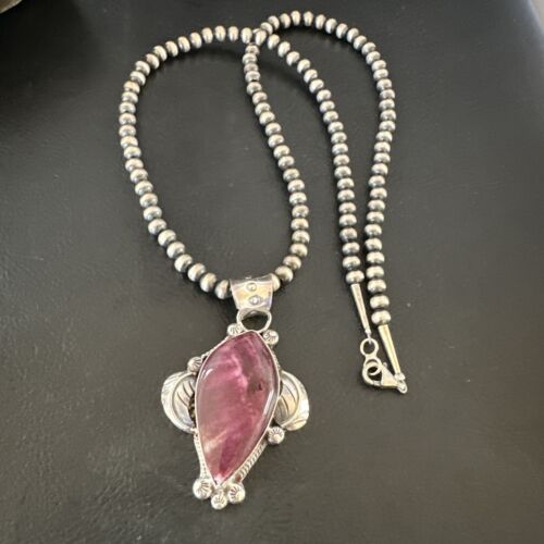 Navajo Purple Spiny Oyster Pendant Necklace | Sterling Silver | Authentic Native American Handmade | 15624