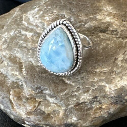 Navajo Blue Larimar Ring | Sterling Silver | Sz 6 | Authentic Native American Handmade | 16605