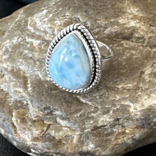 Navajo Blue Larimar Ring | Sterling Silver | Sz 6 | Authentic Native American Handmade | 16605